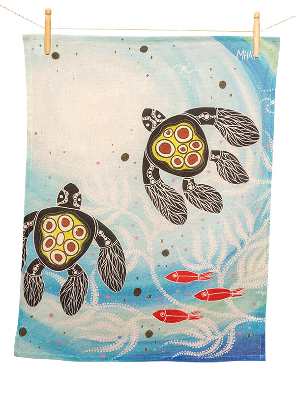 Aboriginal Turtle Cotton Tea Towel