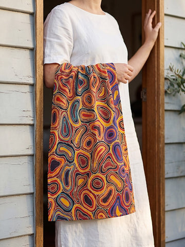 Aboriginal Dry Waterholes Cotton Tea Towel