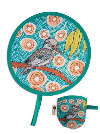 Aboriginal Kookaburra Twist Foldable Fan