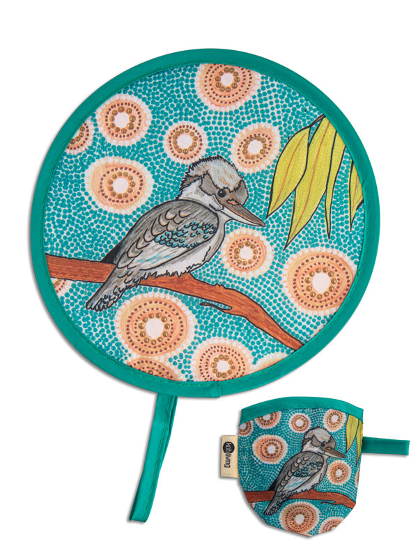 Aboriginal Kookaburra Twist Foldable Fan