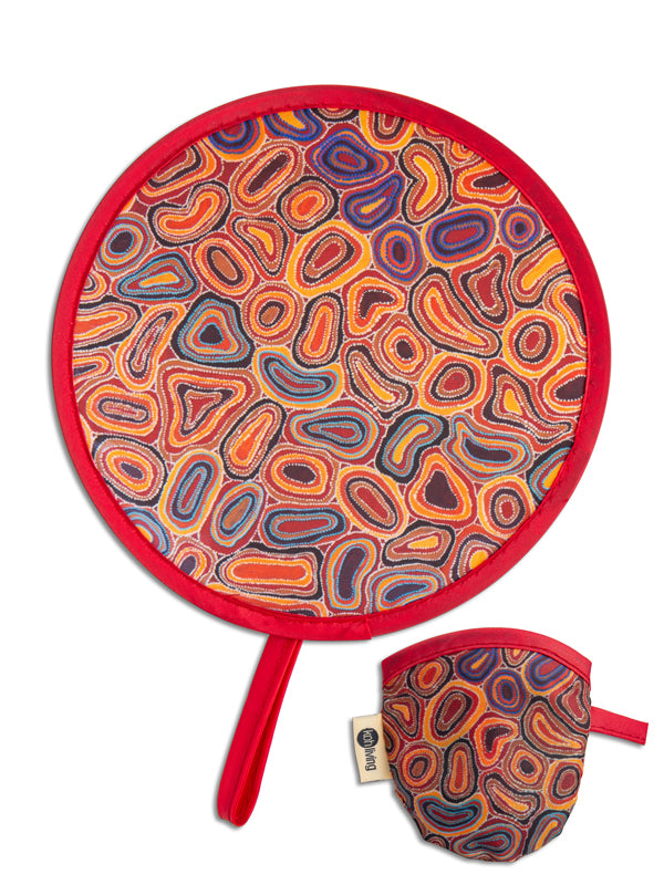 Aboriginal Dry Waterholes Twist Foldable Fan