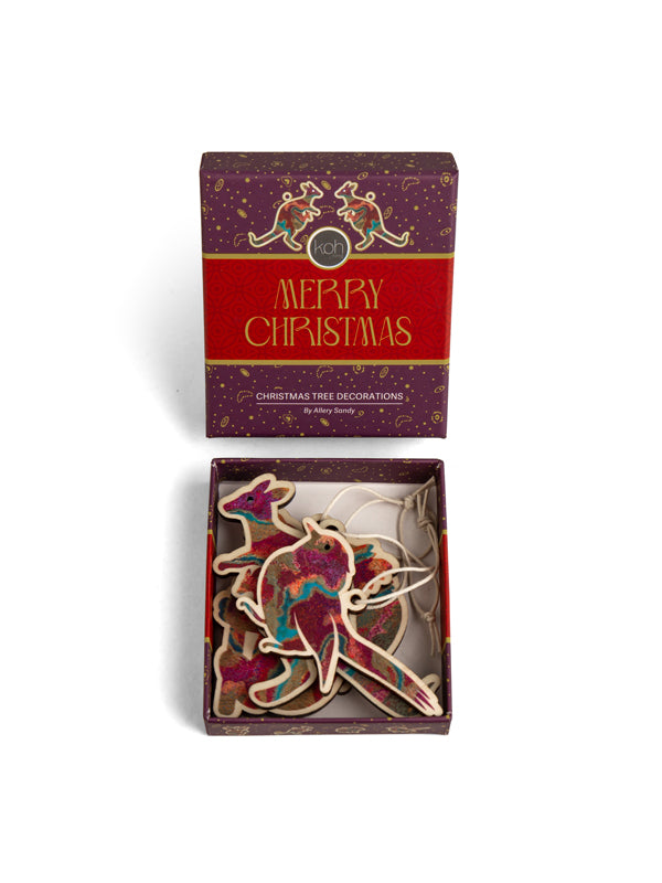 Aboriginal Pilbara Creeks 4Pack Christmas Animal Decorations