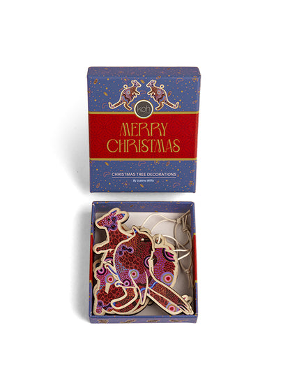 Aboriginal Our Country 4Pack Christmas Animal Decorations