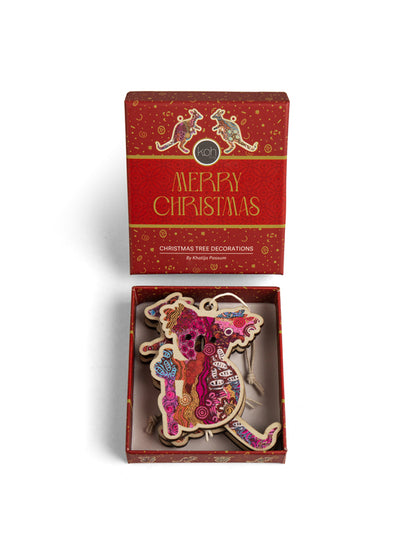 Aboriginal 2025 Mixed 4Pack Christmas Animal Decorations
