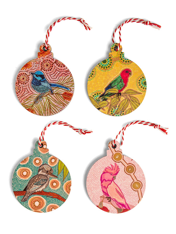 Aboriginal Dreamtime Symphony 4Pack Christmas Decorations
