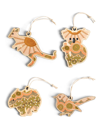 Aboriginal On the Land 4Pack Christmas Decorations