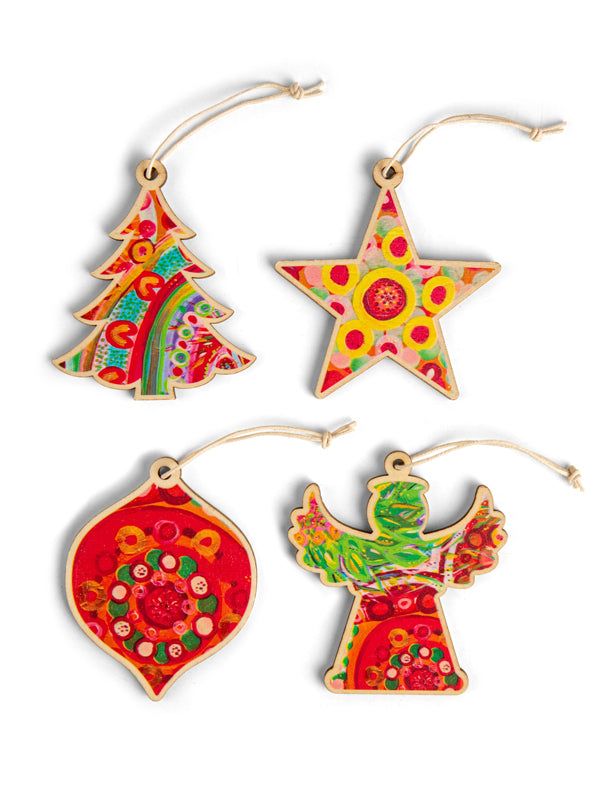 Aboriginal The Gift 4Pack Christmas Decorations