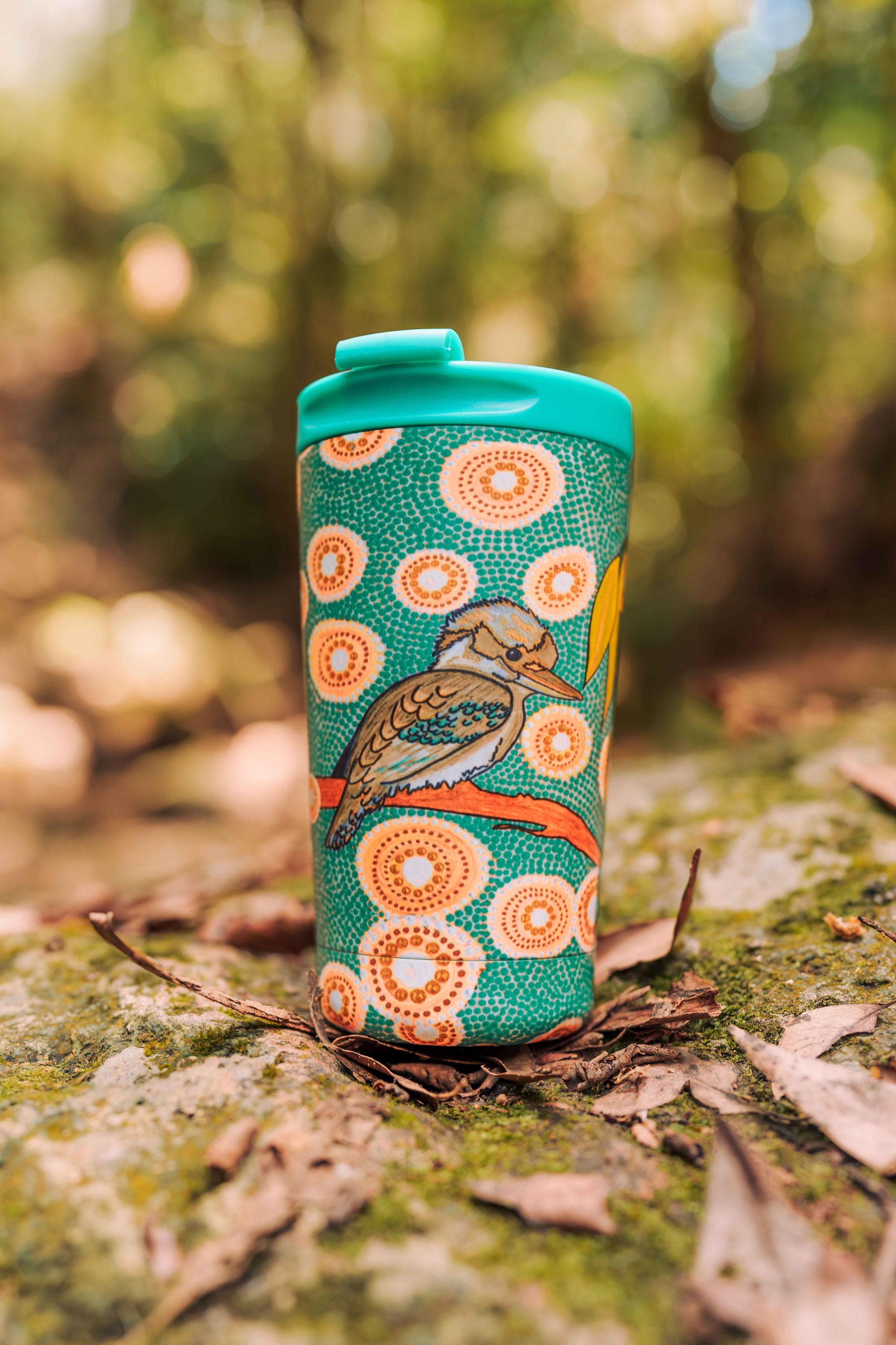 Aboriginal Kookaburra 350ml Stainless Steel Travel Mug