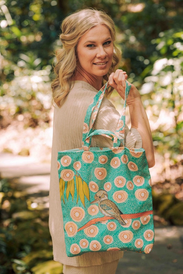 Aboriginal Kookaburra Double Handled Tote Bag