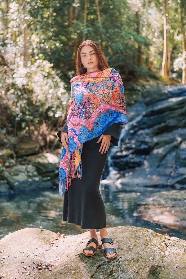 Aboriginal Waterhole Dreaming Scarf