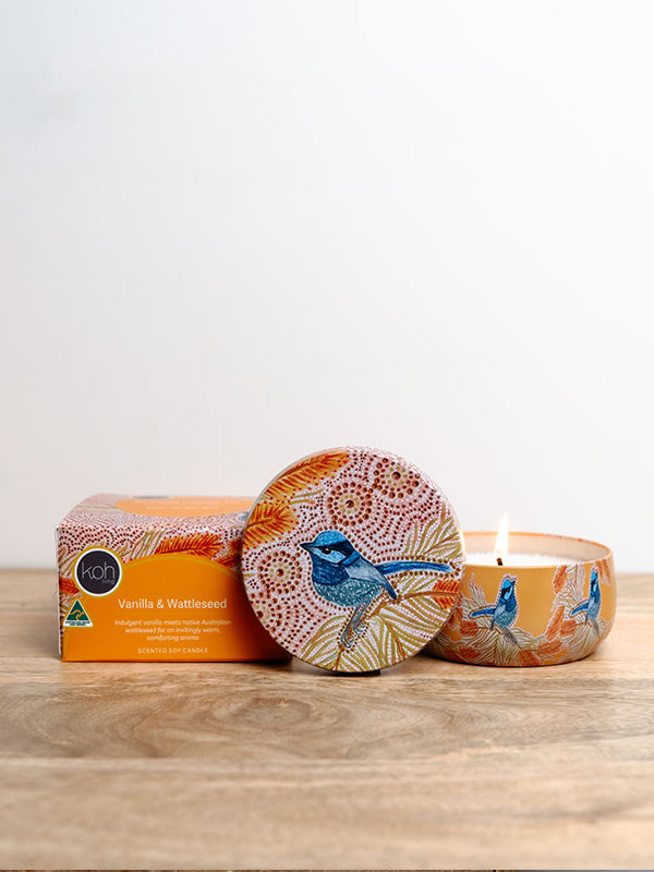 Aboriginal Scented Vanilla &amp; Wattleseed Candle Tin