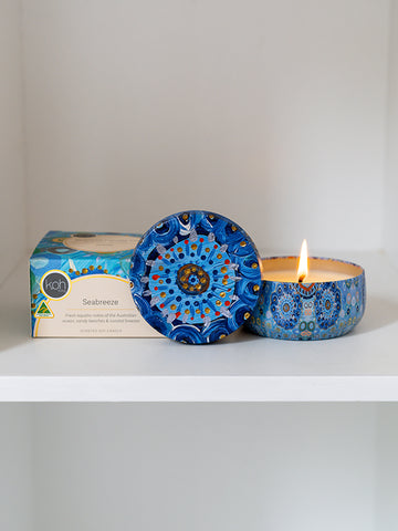 Aboriginal Girambit Scented Seabreeze Candle Tin