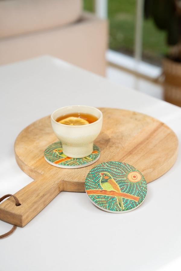Aboriginal Finch Ceramic Coaster