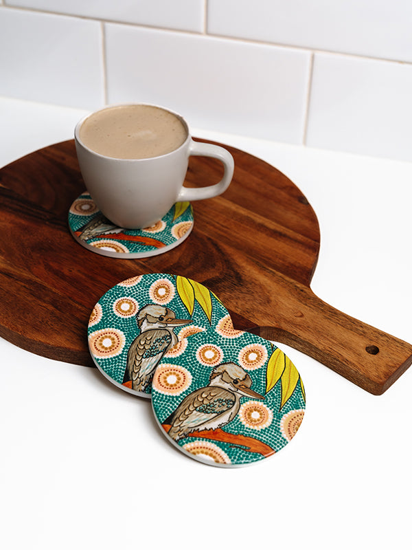 Aboriginal Kookaburra Ceramic Coaster