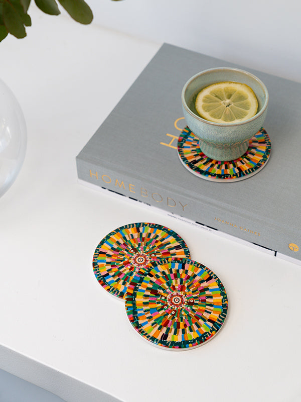 Aboriginal We Are One Ceramic Coaster