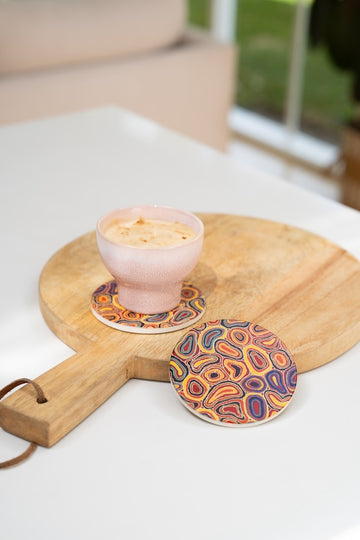 Aboriginal Dry Waterholes Ceramic Coaster