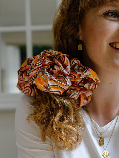 Aboriginal Journeys in the Sun Hair Scrunchie Large