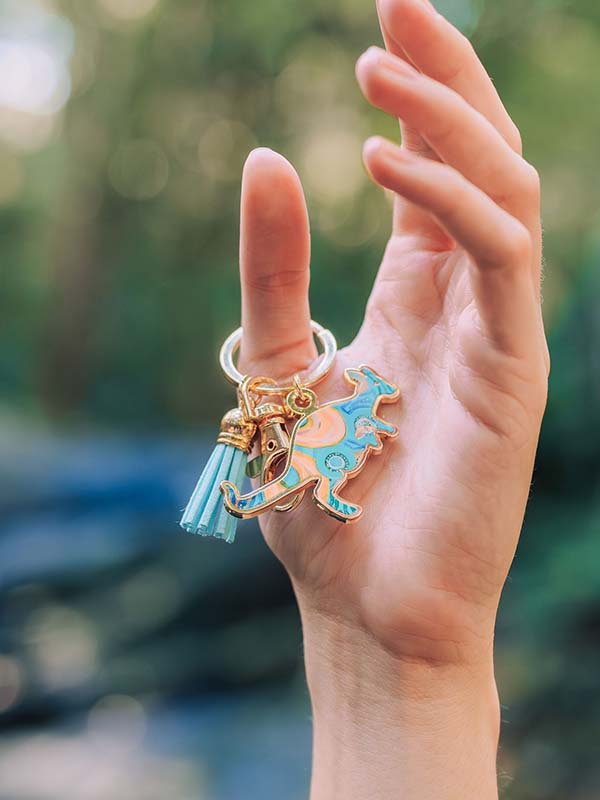 Aboriginal Hooked Kangaroo Keyring