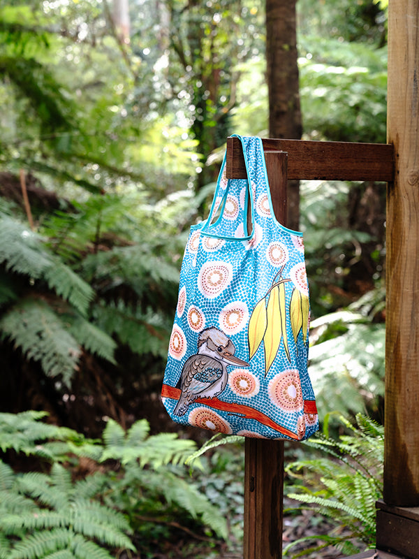 Aboriginal Kookaburra Recycled Plastic Bottle Bag 45cm