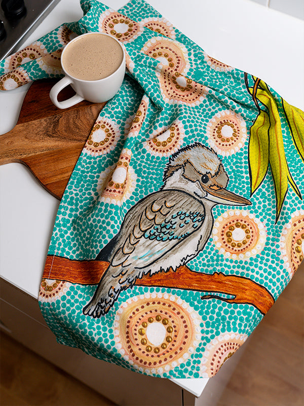 Aboriginal Kookaburra Cotton Tea Towel