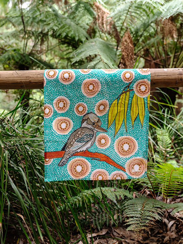 Aboriginal Kookaburra Cotton Tea Towel