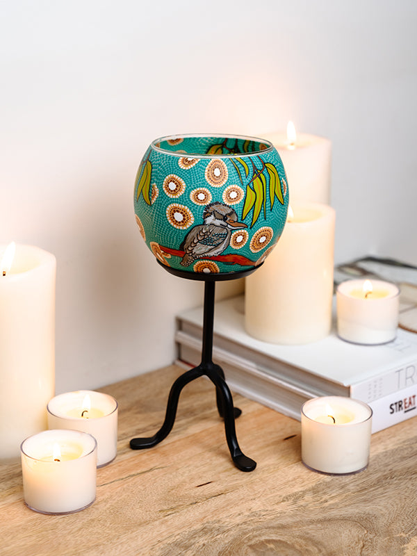 Aboriginal Kookaburra Tealight Candle Holder