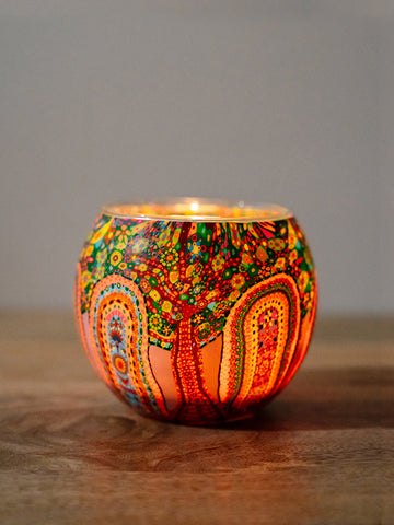 Aboriginal Tree of Life Tealight Candle Holder