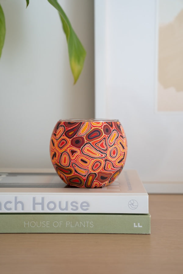 Aboriginal Dry Waterholes Tealight Candle Holder