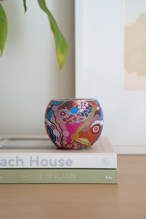 Aboriginal Waterhole Dreaming Tealight Candle Holder