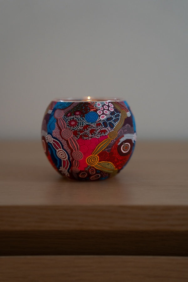 Aboriginal Waterhole Dreaming Tealight Candle Holder
