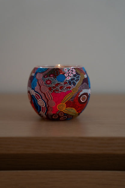 Aboriginal Waterhole Dreaming Tealight Candle Holder