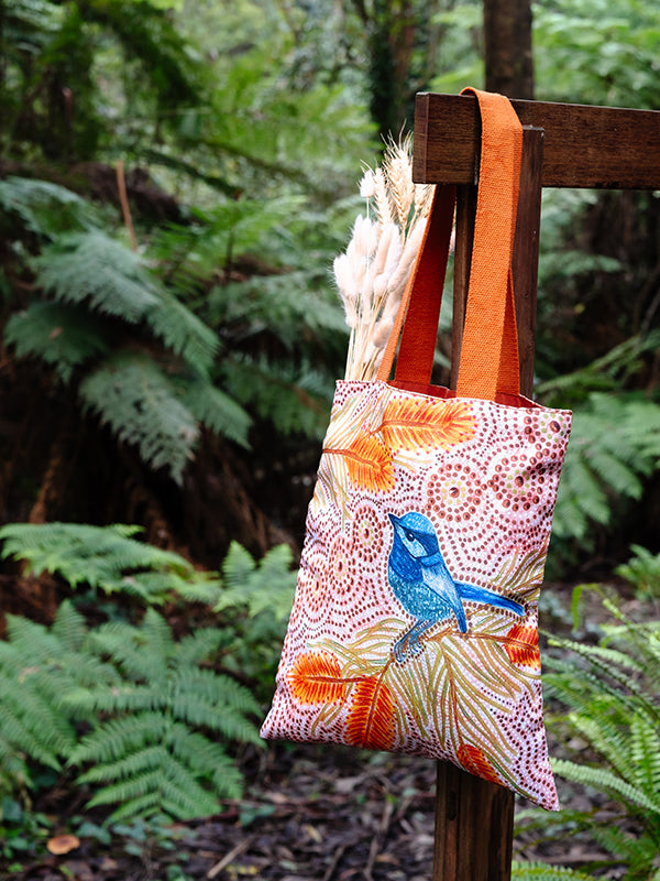 Aboriginal Blue Wren Tote Bag