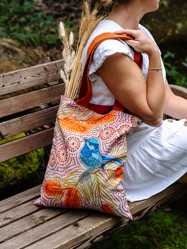 Aboriginal Blue Wren Tote Bag