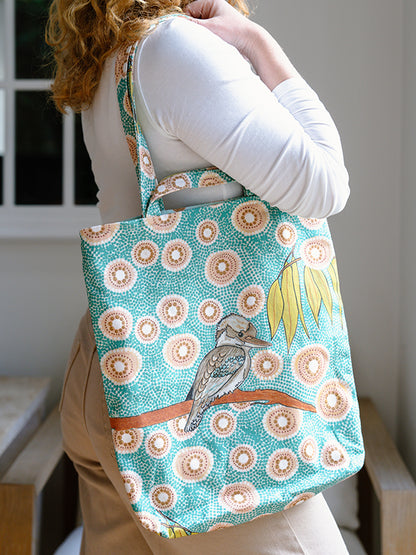 Aboriginal Kookaburra Double Handled Tote Bag
