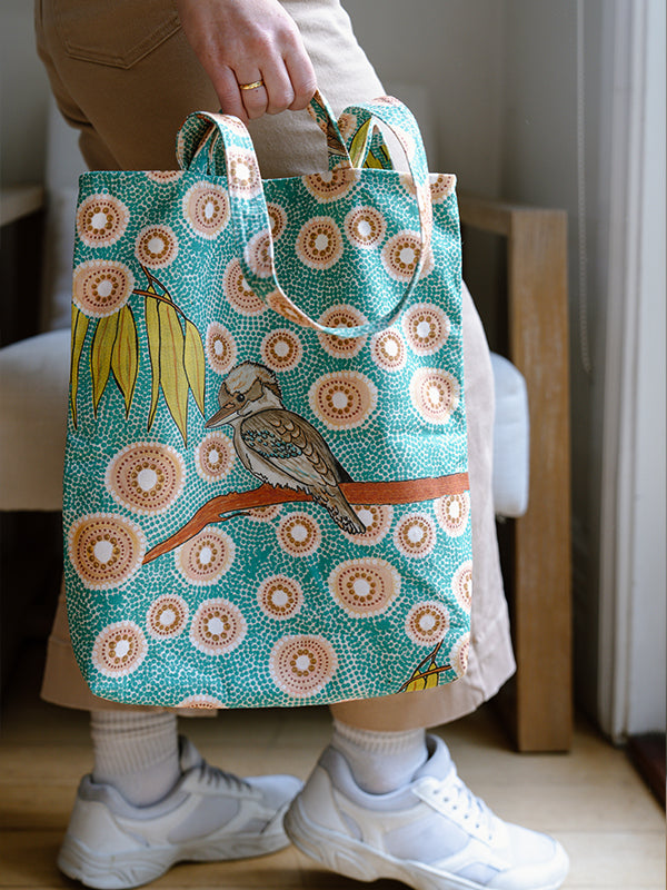 Aboriginal Kookaburra Double Handled Tote Bag