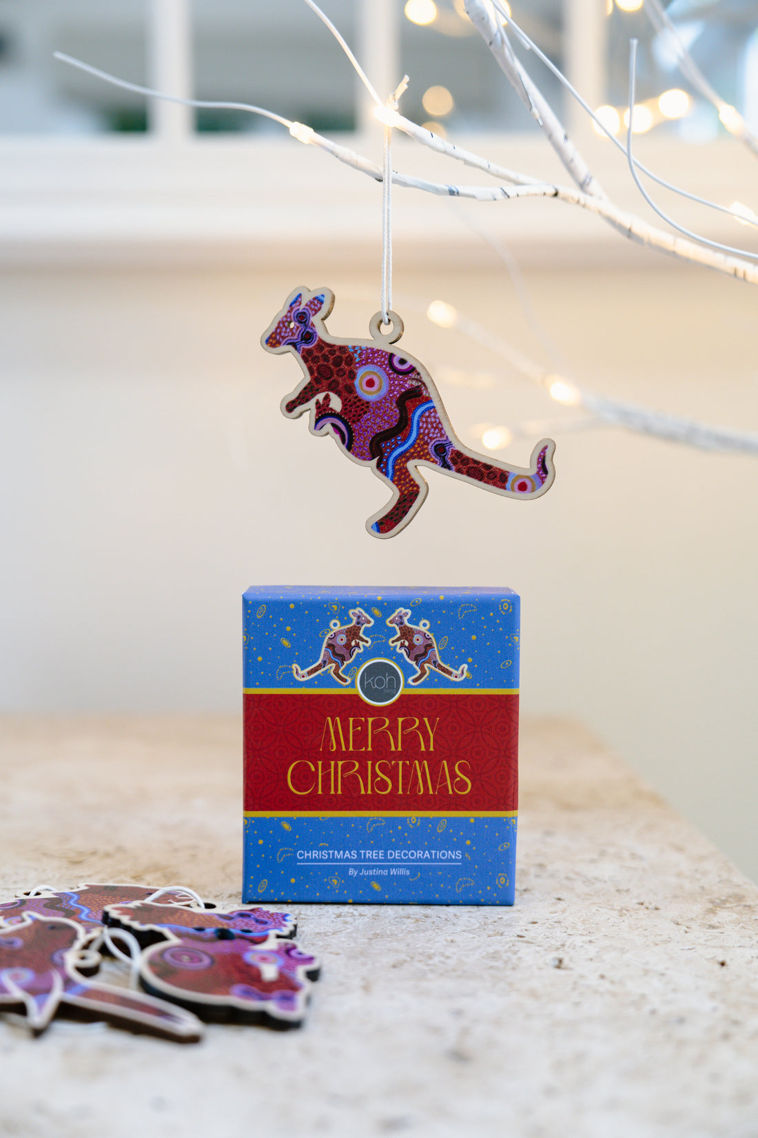 Aboriginal Our Country 4Pack Christmas Animal Decorations