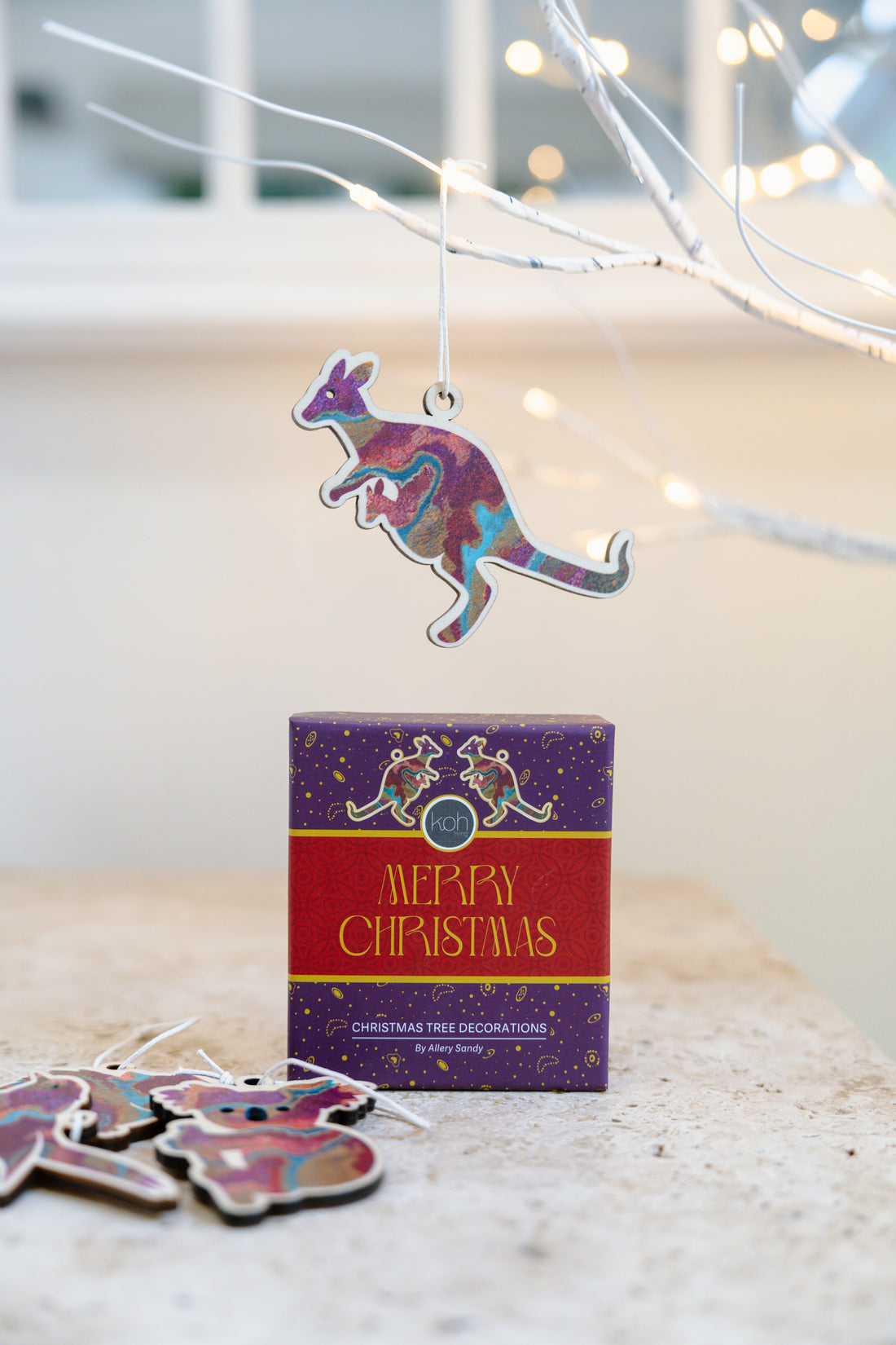 Aboriginal Pilbara Creeks 4Pack Christmas Animal Decorations