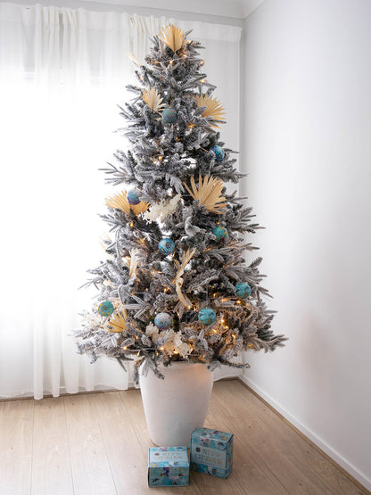 Aboriginal Christmas bauble display on a tree