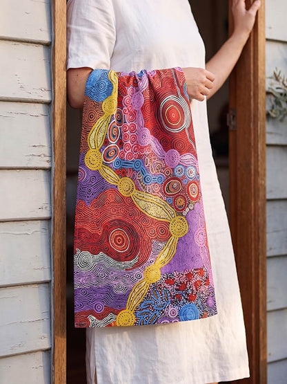 Aboriginal Waterhole Dreaming Cotton Tea Towel