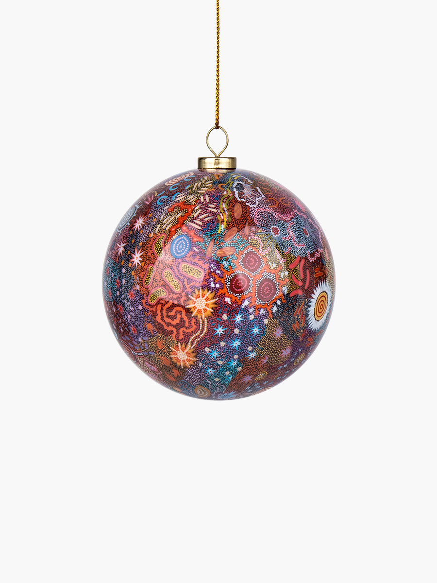 Aboriginal Christmas Bauble featuring art by Michelle Possum