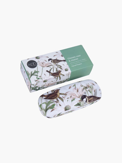 Flannel Flowers Glasses Case and Lens Cleaner Set