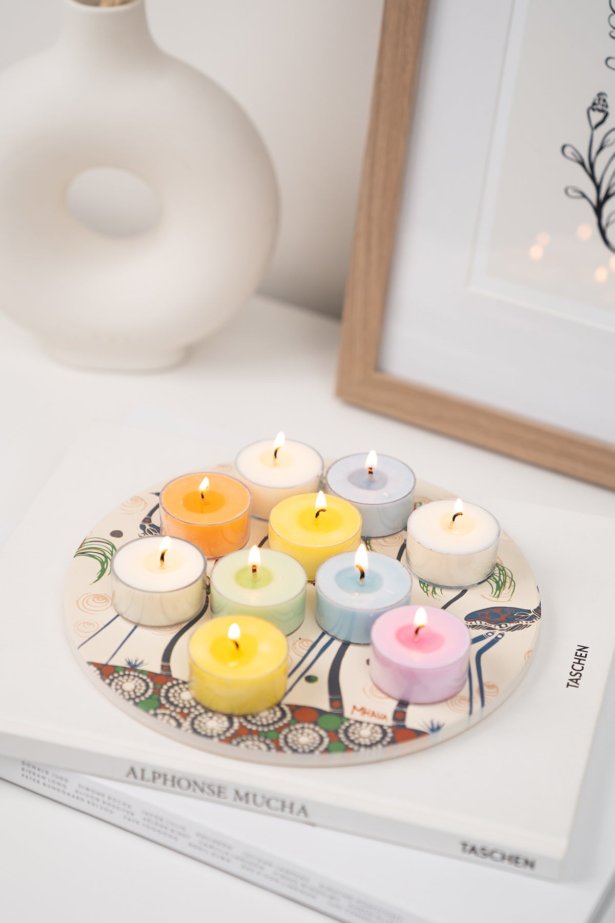 Coloured shop tea lights