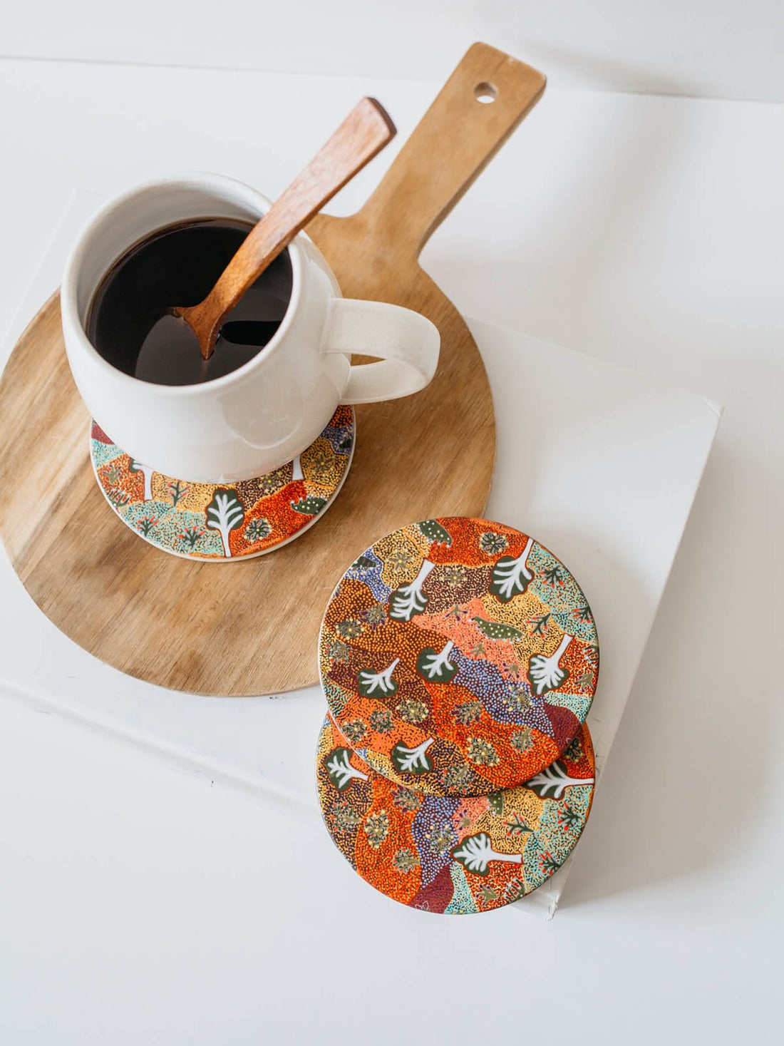 Aboriginal Bush Medicine Ceramic Coaster - Koh Living